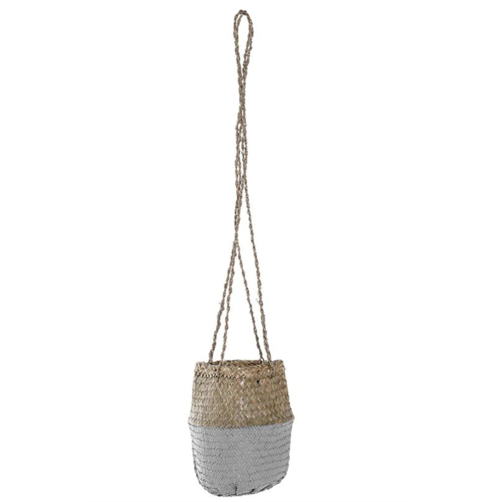 Bloomingville Natural Light Grey Hanging Planter Basket